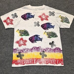 Vintage Fish AOP LA transfer Over Size Shirt Size XL‎ 90s